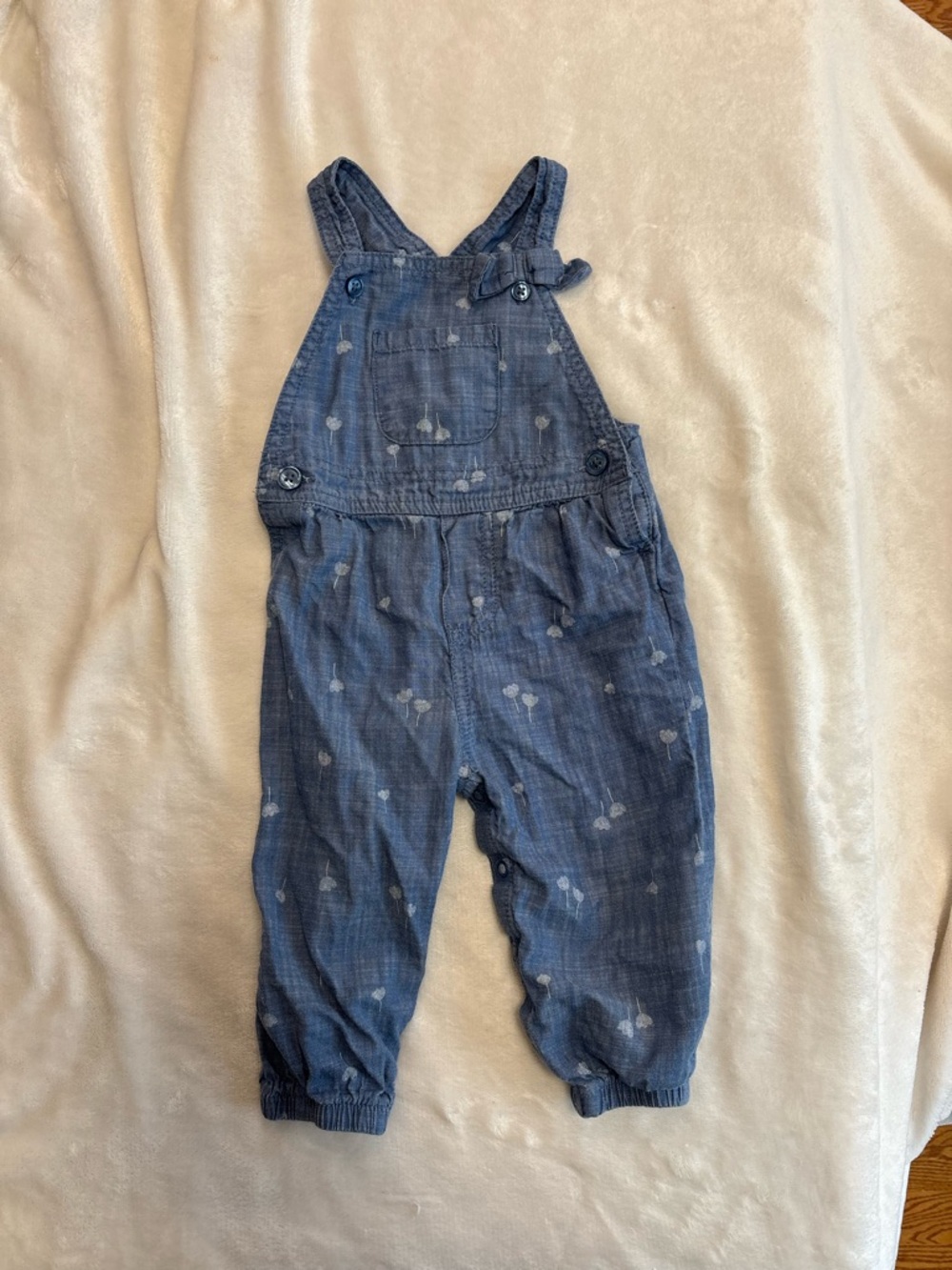 Carters 12 month chambray jean girls overalls floral print baby girl